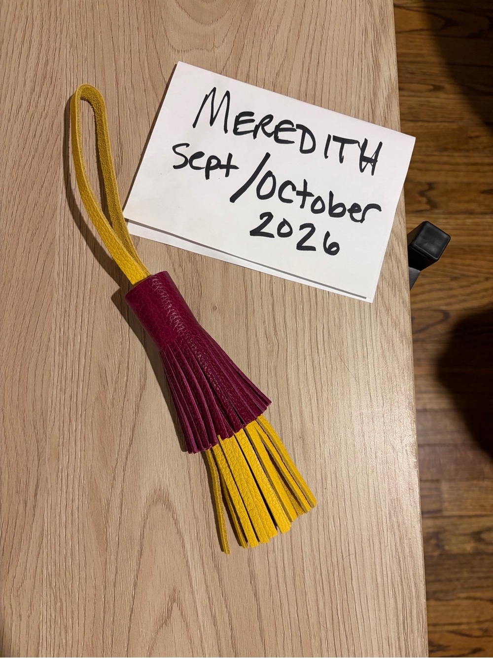 Portland Leather Tassel in orchid and canary